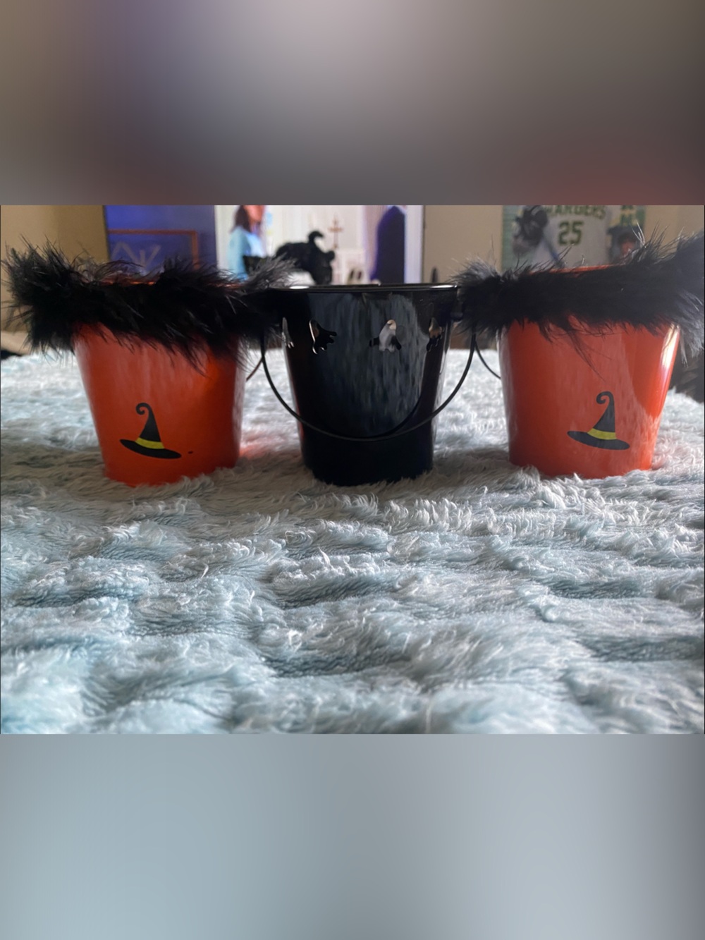 3pc Halloween Treat Bucket Bundle - Orange Witch & Black Ghost Pails